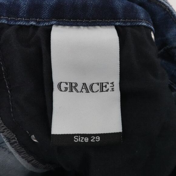 Grace in La Jeans Size 29x30 Blue High Rise Bell Bottom Boho Western Button fly - Picture 4 of 13